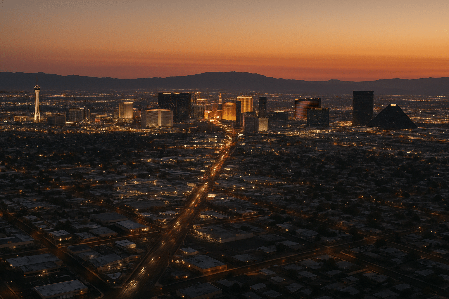 Aerial view of Winchester Las Vegas showing proximity to the Strip and 89109 attractions
