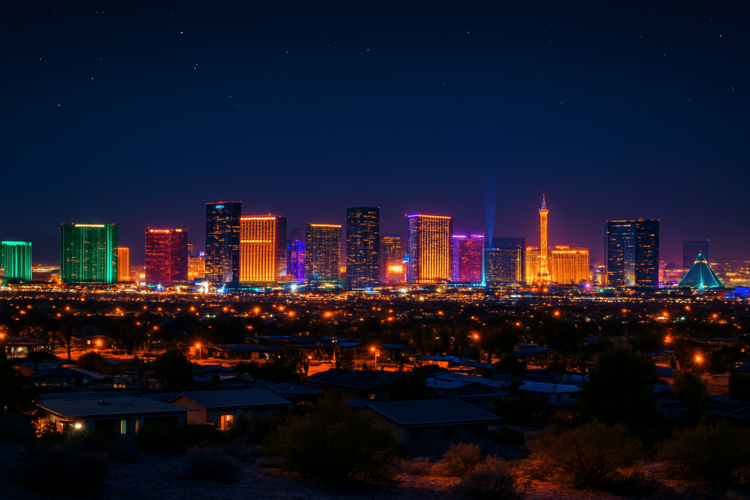 Skyscape of Las Vegas at night from North Las Vegas vantage point